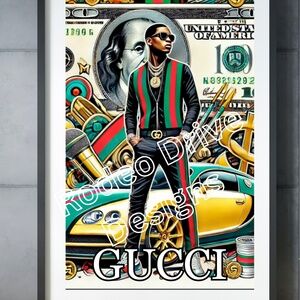 FASHION RAP CULTURE POSTER 11X17 PRINT GUCCI RAPPER HIP HOP PRINT BY DENARDAI